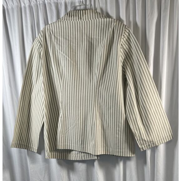 One Button Striped Linen Blend Blazer, Taupe & Ivory, Sz: 22W, 82-28 - Picture 4 of 11